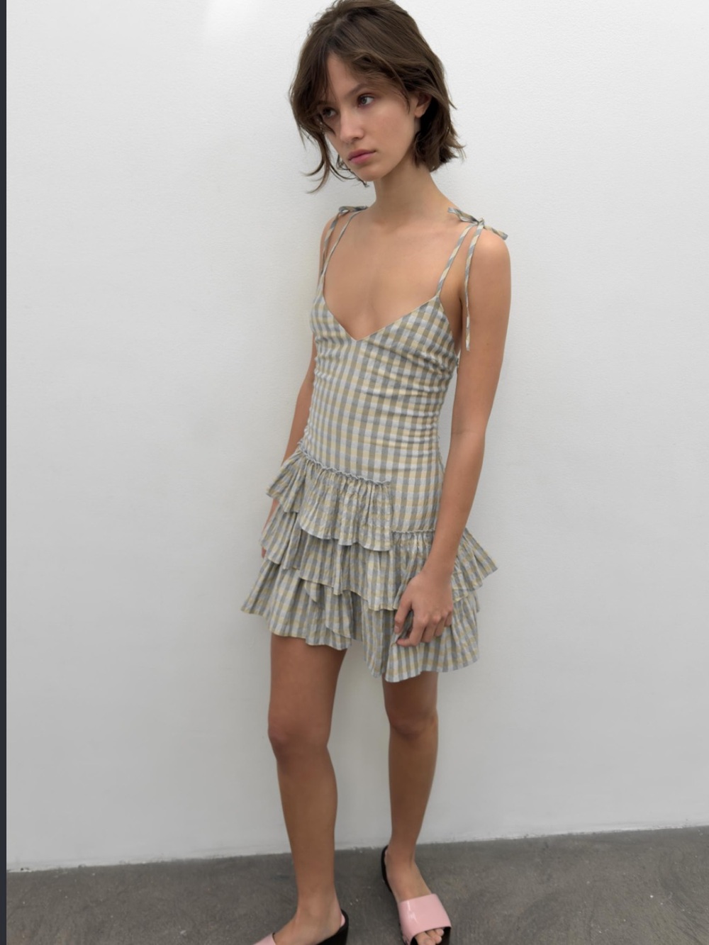 Zara Mini Check Dress with Ruffles - Picture 3 of 6